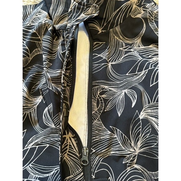 Athleta Odyssey Leaf Print Jacket Full Zip Magnetic Running Workout Black Sz M - Picture 5 of 11
